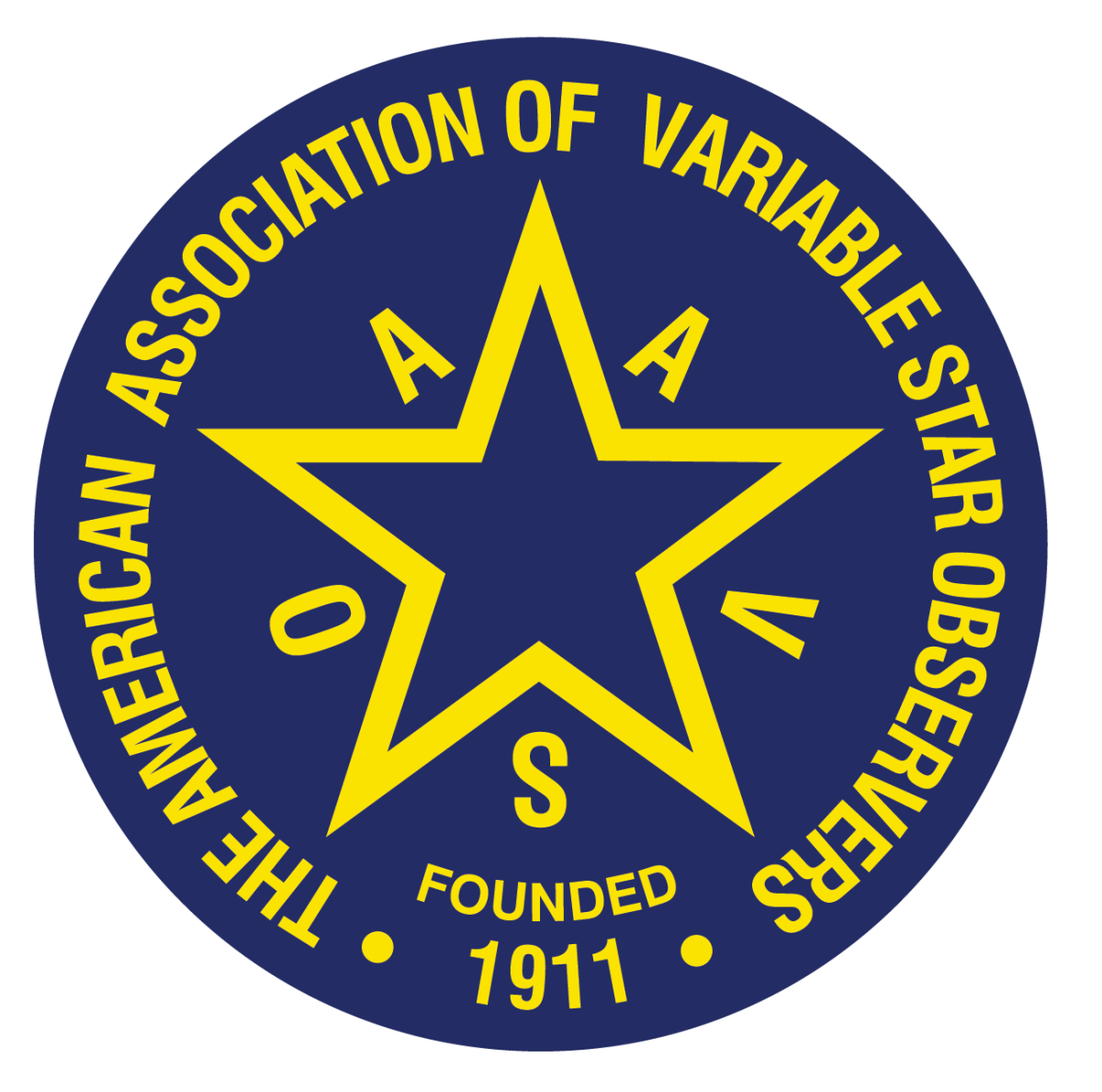 AAVSO seal of a star with A A V S O spaced out between the star points 